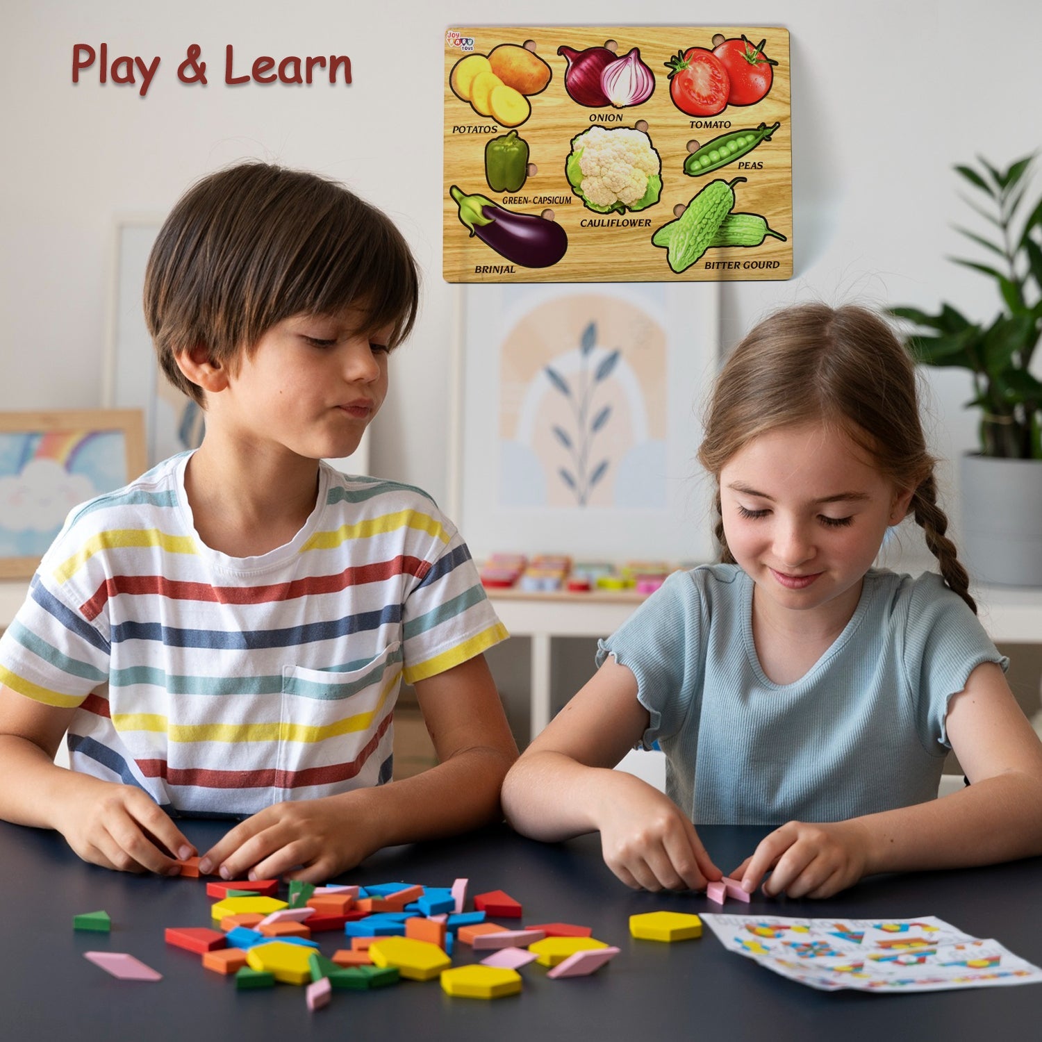 GEMEM Wooden Vegetable Peg Puzzle Board GEMEM Wooden Vegetable Peg Puzzle Board